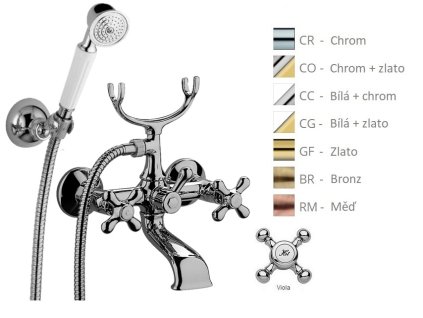 VIOLA vanová baterie vč. sprch.kompletu, retro (Barva Chrom)