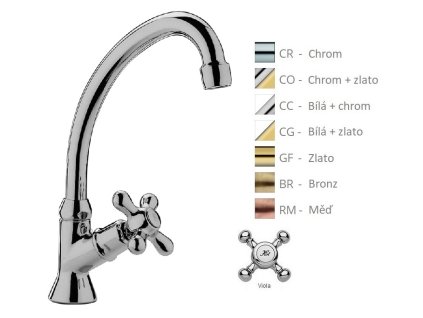 VIOLA umyvadlový ventil vysoký otočný 1/2" (Barva Chrom)