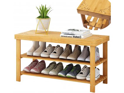 Bambusová skříňka na boty se sedátkem