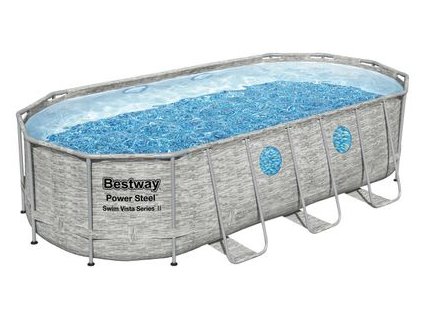 Bazén Bestway® Power Steel™, Vista Series, 56716, 5,49x2,74x1,22 m, kartušová filtrácia, rebrík, plachta, ChemConnect ™ dávkovač, lepiaca záplata, 549x274x122 cm
