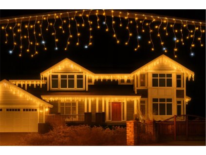 Vánoční venkovní svítilna, 1000LED, 54m, rampouchy, FLASH, teplá bílá