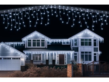 Vánoční venkovní svítilna, 1000LED, 54m, rampouchy, FLASH, STUDENÁ bílá