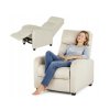 Rozkládací relaxační sametové křeslo do obývacího pokoje Béžové