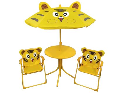 Set záhradný LEQ MELISENDA Tigre, tiger, slnečník 105 cm, stôl 50 cm, 2 stoličky, detský
