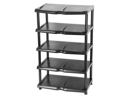 Regál Strend Pro, na topánky, 5 priečkový, čierny, 48x30,5x86 cm