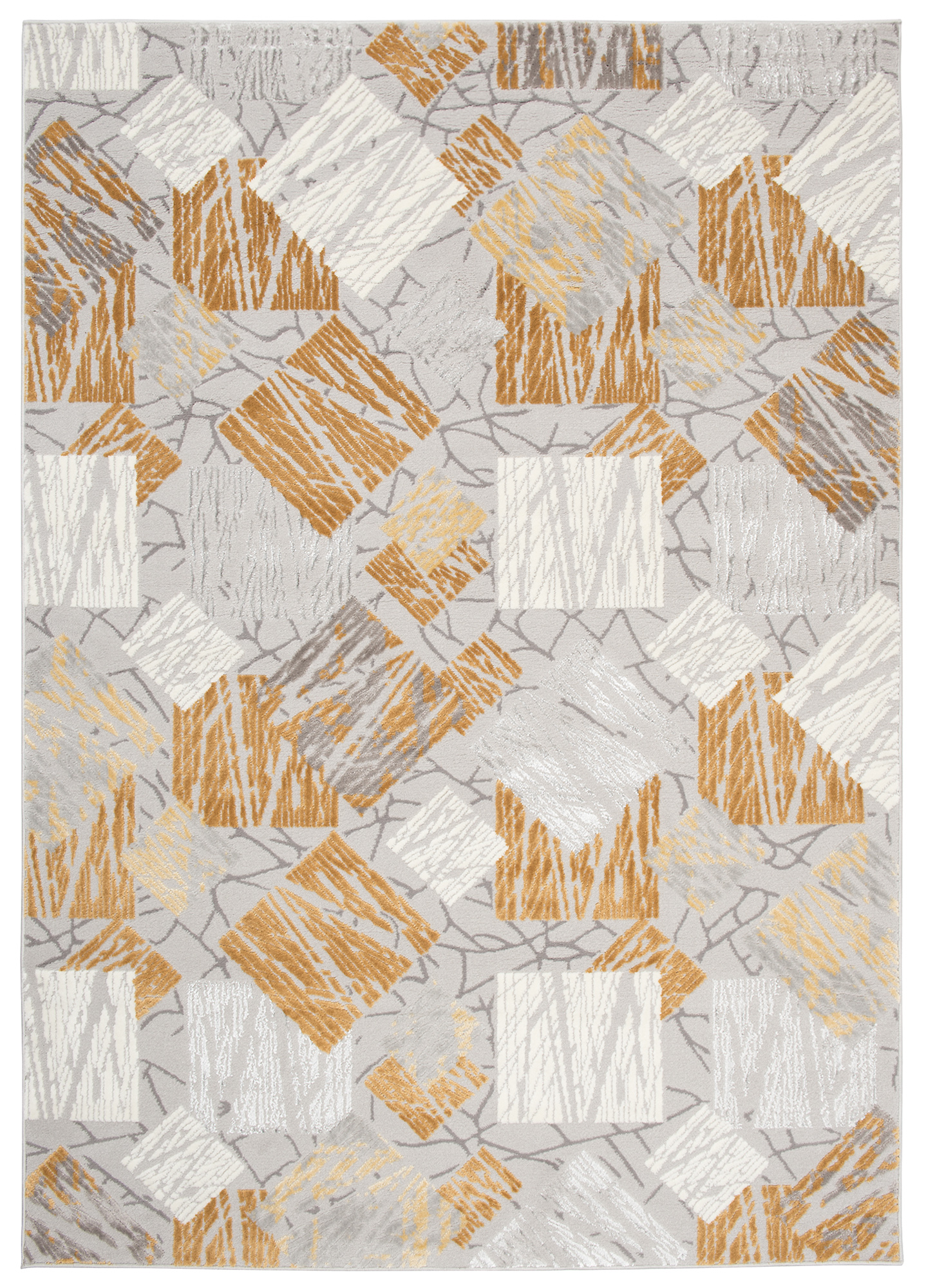 Moderný koberec E464A Svetlosivý /Tmavožltá ASTHANE Žltá Rozmer: 80x150