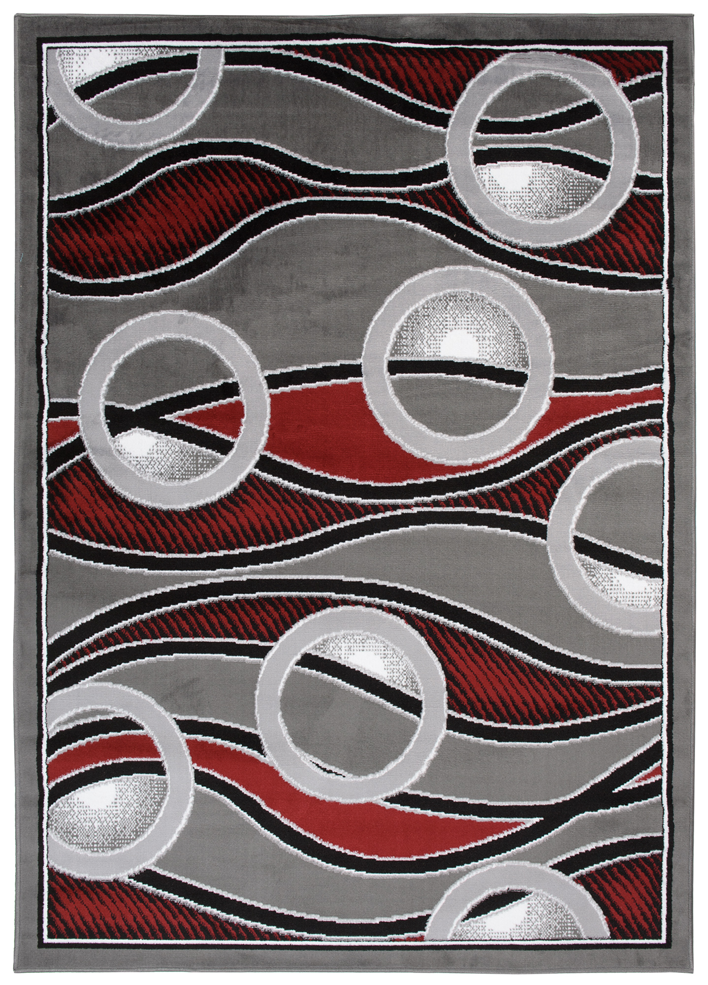 Moderný koberec E547A DARK GREY/RED BALI PP Red Rozmer: 140x200