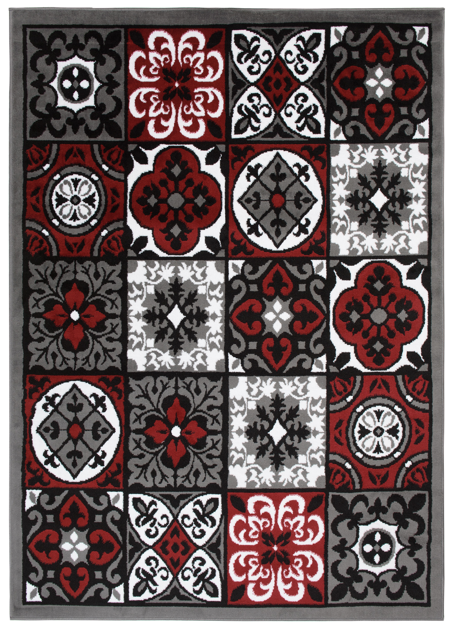 Moderný koberec E545A DARK GREY/RED BALI PP Red Rozmer: 140x200