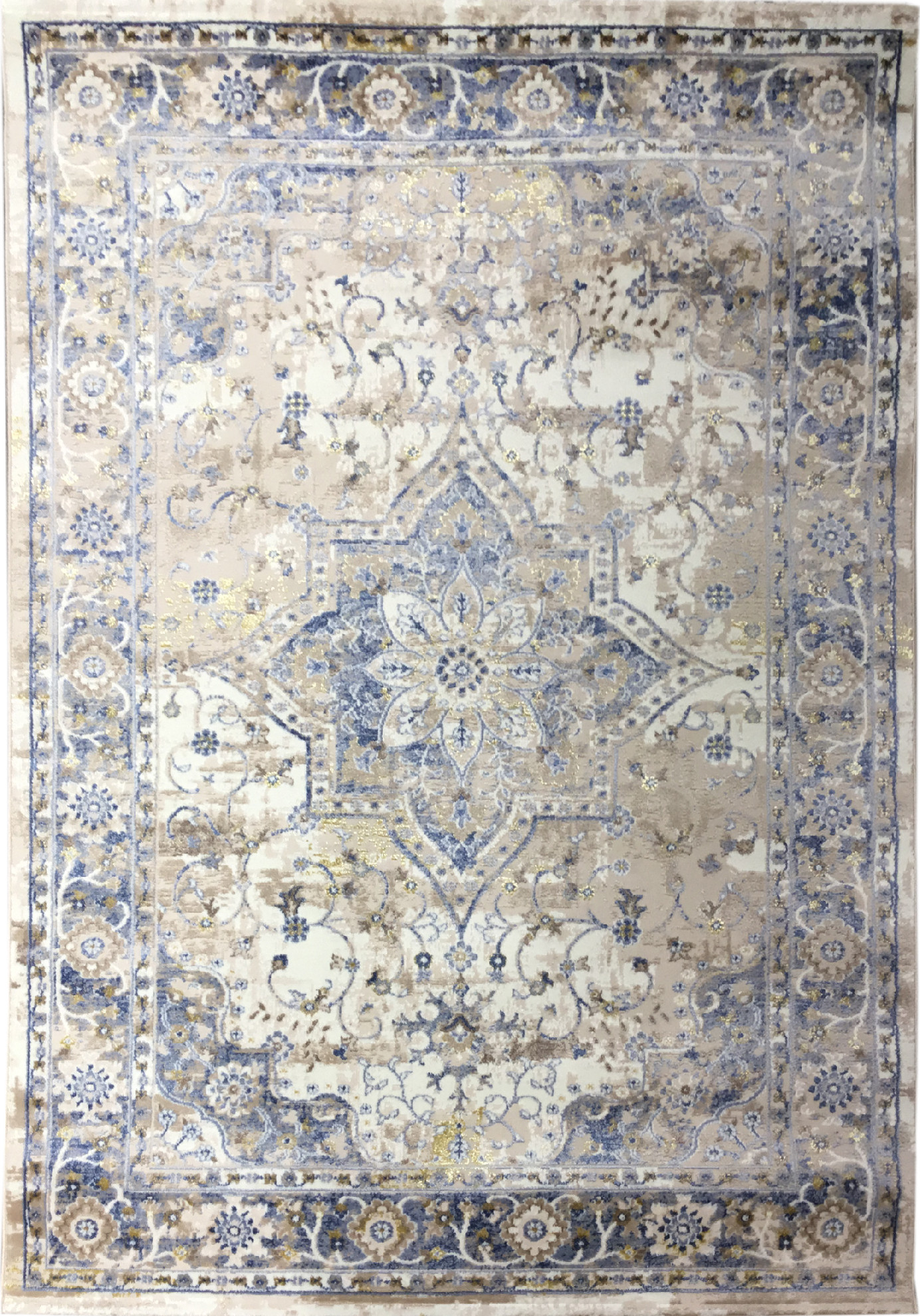 Moderný koberec G534M Biela/Tmavomodrá ASTHANE Biela Rozmer: 80x150
