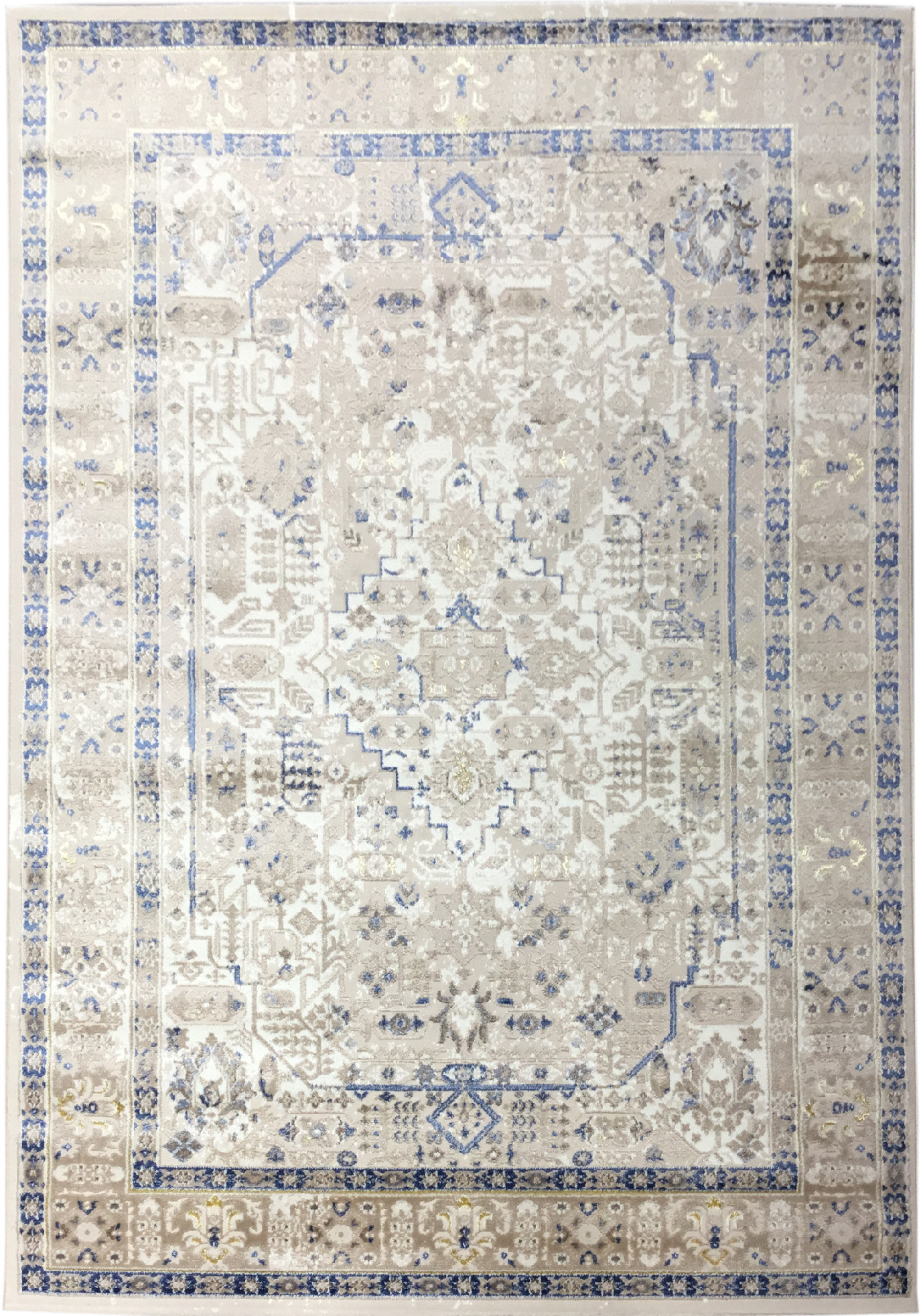 Moderný koberec G549M Biela/Tmavomodrá ASTHANE Biela Rozmer: 80x150
