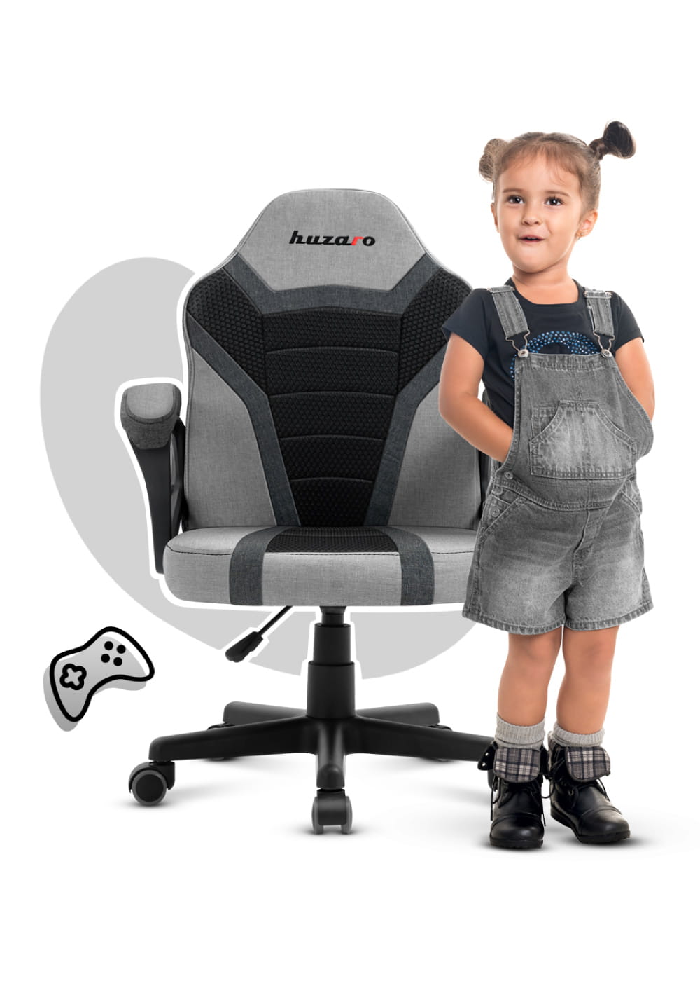 Detská herná stolička HUZARO RANGER 1.0 GREY MESH