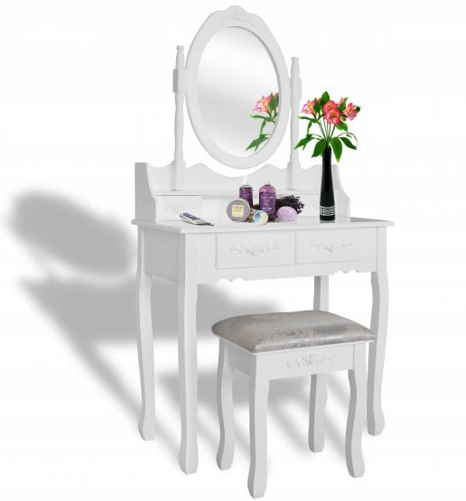 Toaletný stolík MONIKA WHITE + stolička