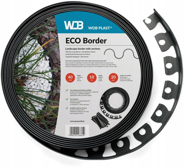 WDB PLAST Trávniková obruba ECO BORDER 4cmx10bm + 20 kolíkov