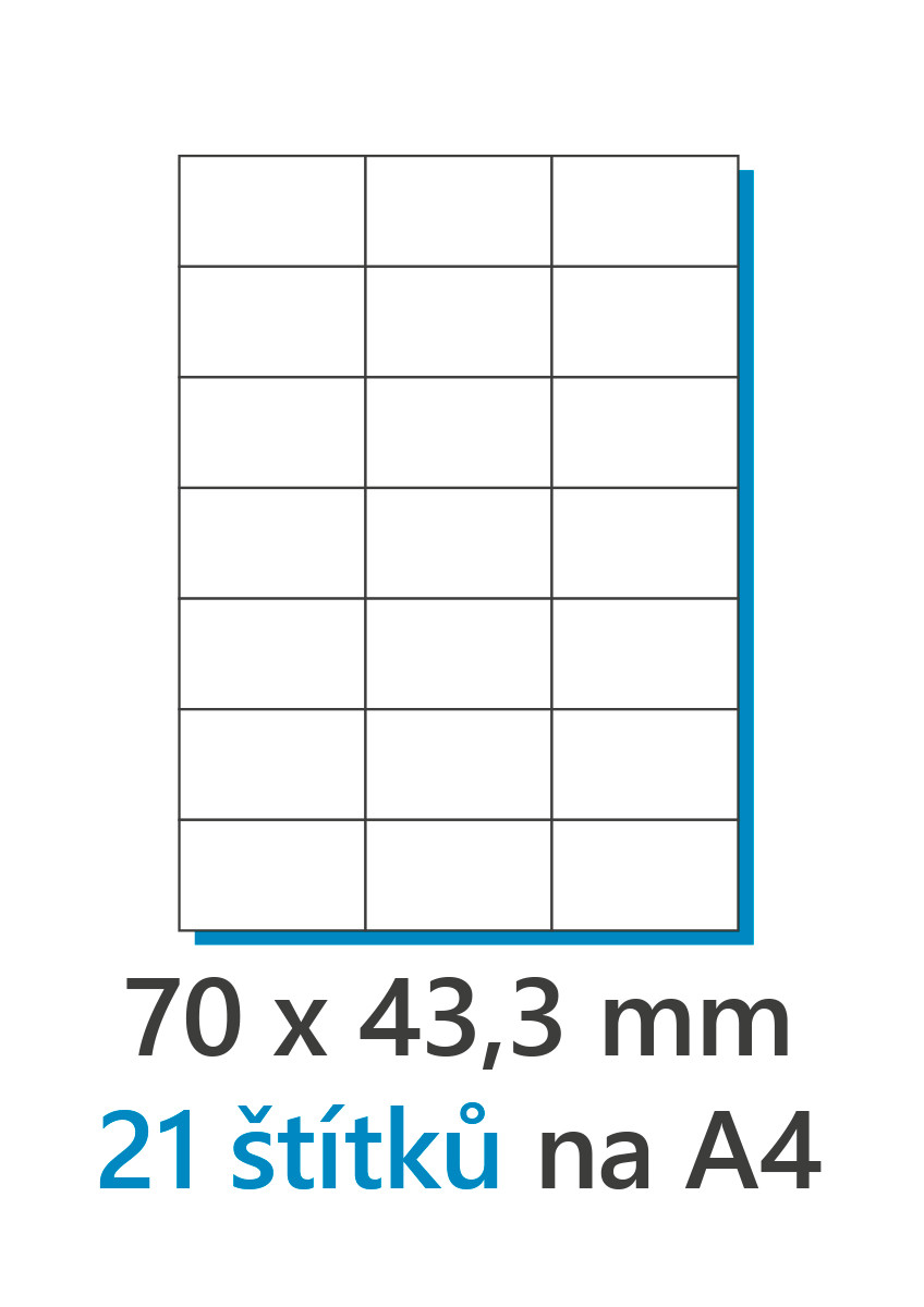 Profimax samolepící Etiketa 70x42,3mm A4 bílá 100ks v krabici 1/21