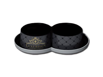 LUXURIOUS double cat miska černá, 2x350ml
