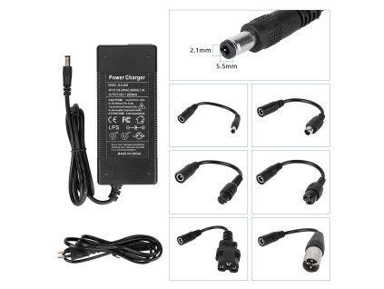 Nabíjačka 36V → 42V 2A s DC 2.1 a 6 adaptérmi (EU plug)