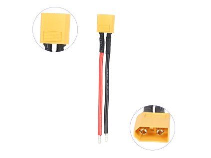 Batériový adaptér s konektorom XT60 (samec), 14 AWG – 10 cm