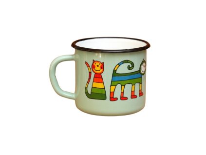 Smaltovaný hrnček Mačka mint 250ml