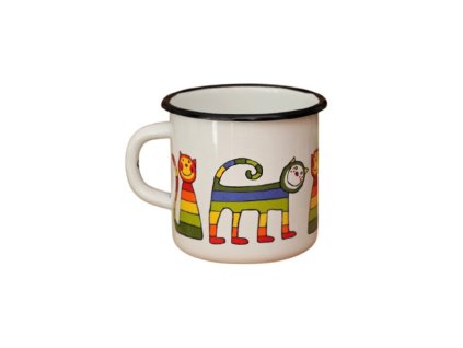 Smaltovaný hrnček Mačka biely 3