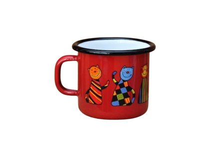 Smaltovaný hrnček Mačka červený 250ml