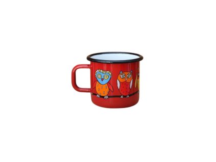 Smaltovaný hrnček Sova červený 250ml