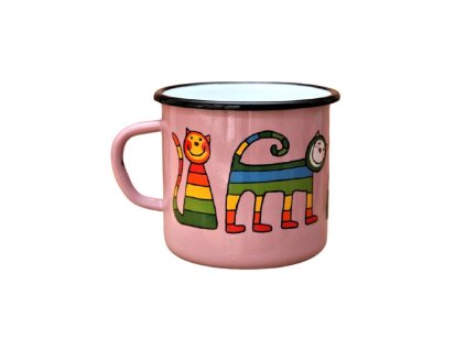 Smaltovaný hrnček Mačka ružový 250ml