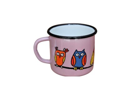 Smaltovaný hrnček Sova ružový 250ml