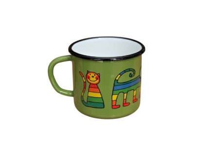 Smaltovaný hrnček Mačka zelený 250ml