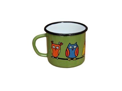 Smaltovaný hrnček Sova zelený 250ml