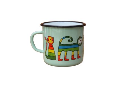 Smaltovaný hrnček Mačka mint 350ml