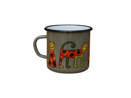 Smaltovaný hrnček Mačka šedý 350ml