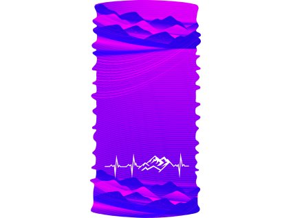 Multifunkčný šál EKG Tatry ružový