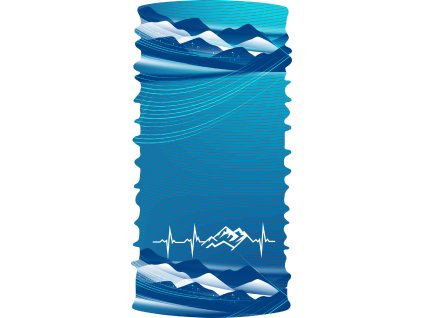 Multifunkčný šál EKG Tatry modrý