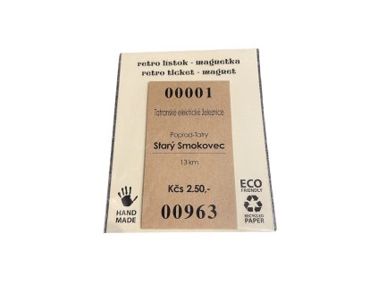 Magnetka Retro lístok 00001 Starý Smokovec