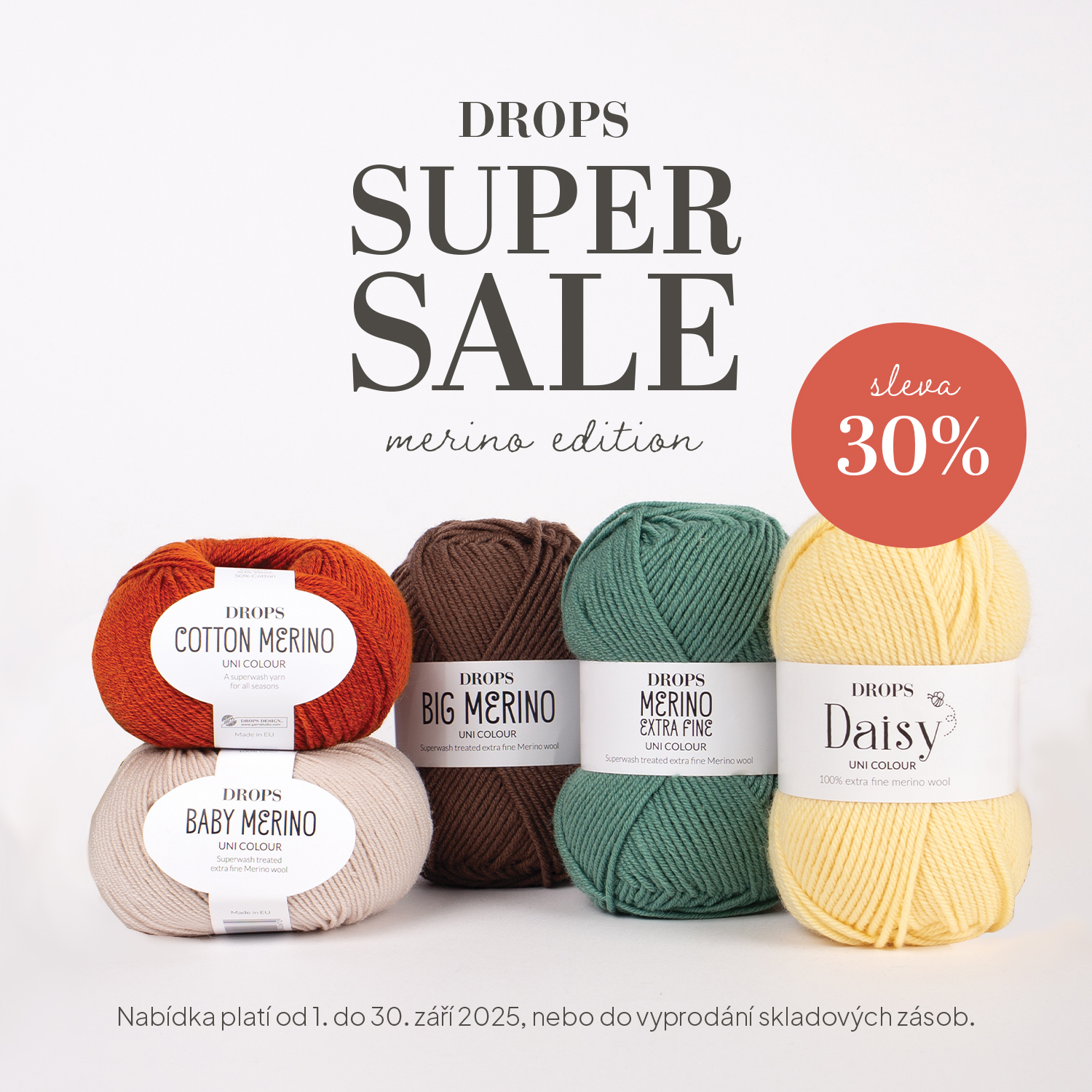 🎉 Září plné hebkosti – 30% sleva na merino příze DROPS! 🧶