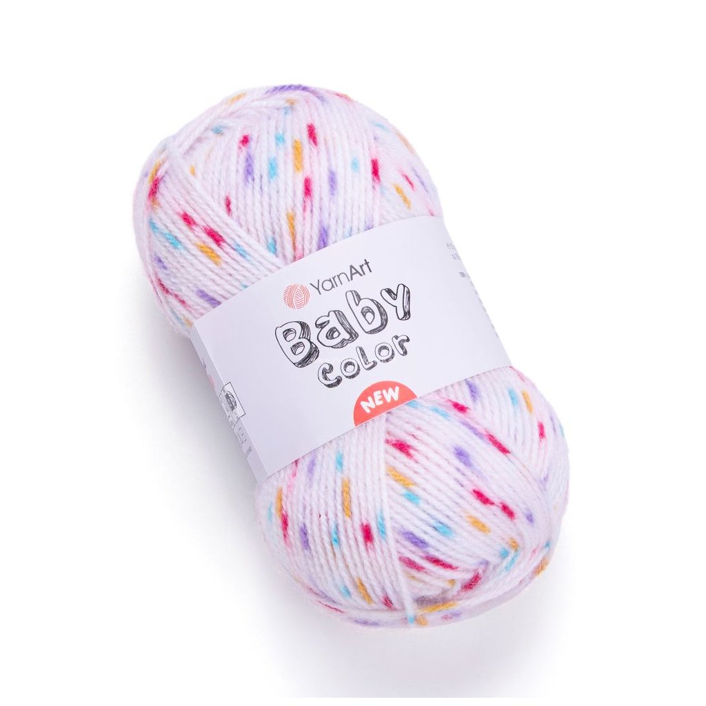 příze Baby Color 204 světle růžová s modrou, oranžovou, červenou
