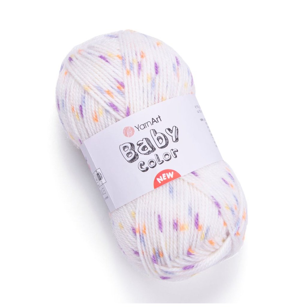 příze Baby Color 217 smetanová s fialovou, modrou a oranžovou