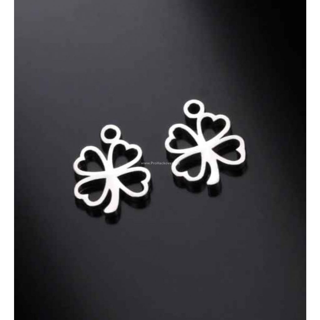 Přívěsek čtyřlístek 12,5 x 10 mm ocel