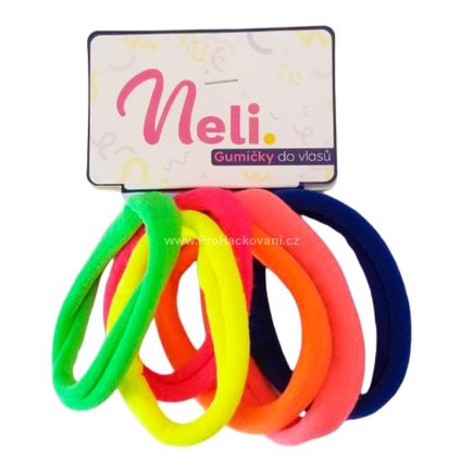 Sada gumiček do vlasů 6 cm 6 ks neon