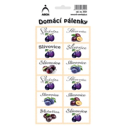 Samolepky na domácí pálenky slivovice 12 ks