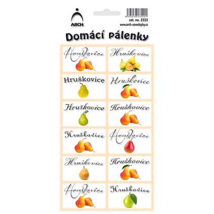 Samolepky na domácí pálenky hruškovice 12 ks