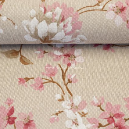Dekorační látka Petra sakura na béžové
