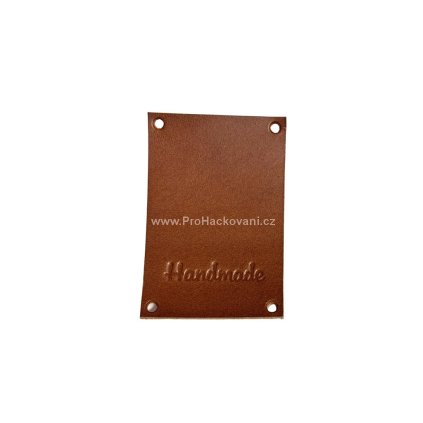 Kožený štítek přes okraj 60x40 mm Handmade mokka