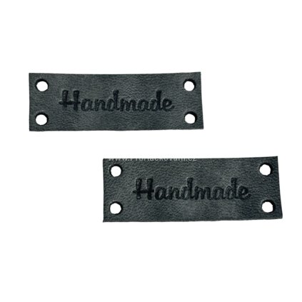 Kožený štítek Handmade 43x15 mm šedá ombre