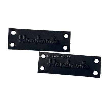 Kožený štítek Handmade 43x15 mm černá