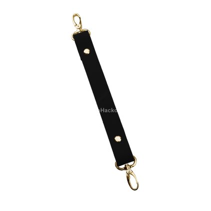 Sada kožený popruh 22 cm š. 2,5 cm černý s karabinou zlatá