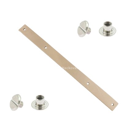 Sada kožený popruh 22 cm š. 2,5 cm krémový s nýtkem nikl