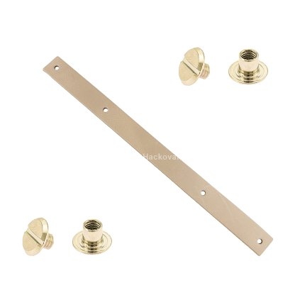 Sada kožený popruh 22 cm š. 2,5 cm krémový s nýtkem zlatý
