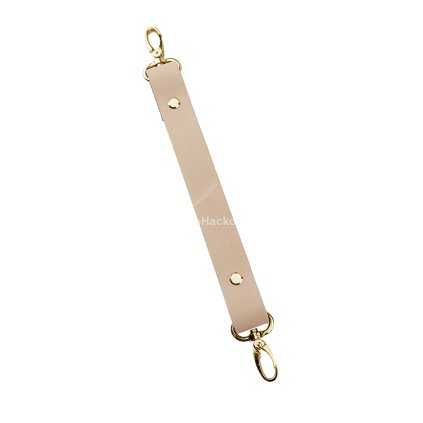 Sada kožený popruh 22 cm š. 2,5 cm krémový s karabinou zlatá