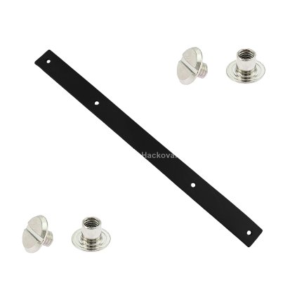 Sada kožený popruh 22 cm š. 2 cm černý s nýtkem nikl